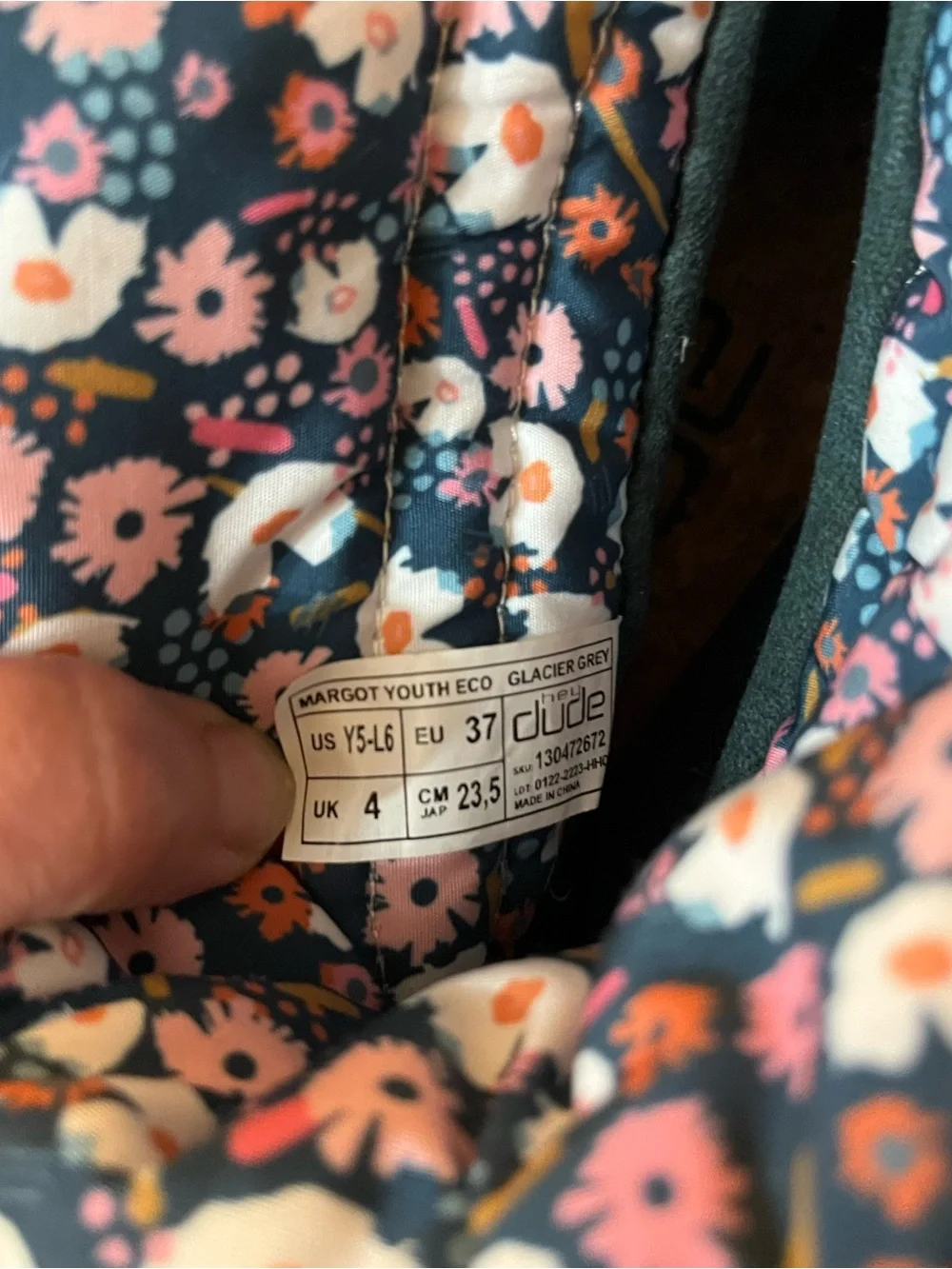 Hey Dude Gray Winter Rain Boots with Floral Lining and Pink Accents